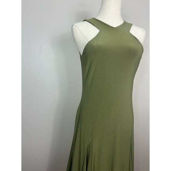 Lauren Ralph Lauren Jersey Fit and Flare Dress Olive Green Small Quiet Luxary - Picture 6 of 9